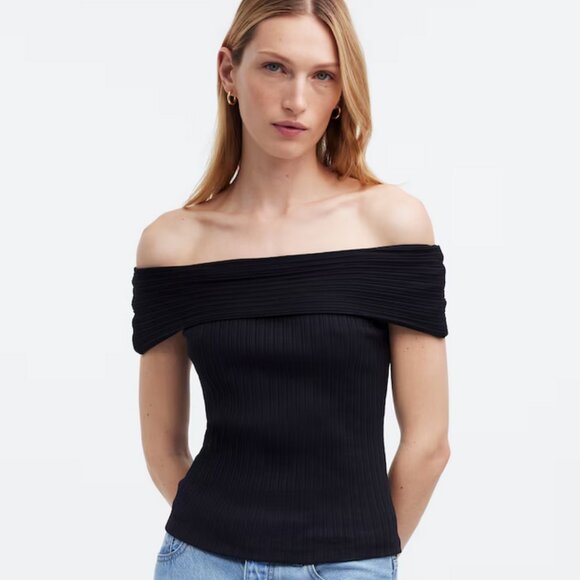 NWT Madewell Ribbed Off-the-Shoulder Top - Picture 1 of 6
